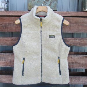 L.L. Bean Mountain Hi Pile Sherpa Vest Size Med Fleece Zip Up Beige Outdoor